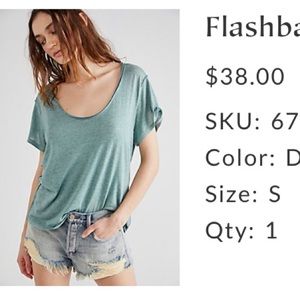 Free People Flashback Tee Shirt T Dried Pine Small Sm Burnout tee soft sheer